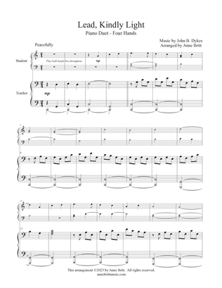 Lead, Kindly Light (late elementary student/teacher piano duet)