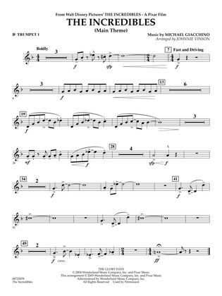 Book cover for The Incredibles (Main Theme) (arr. Johnnie Vinson) - Bb Trumpet 1