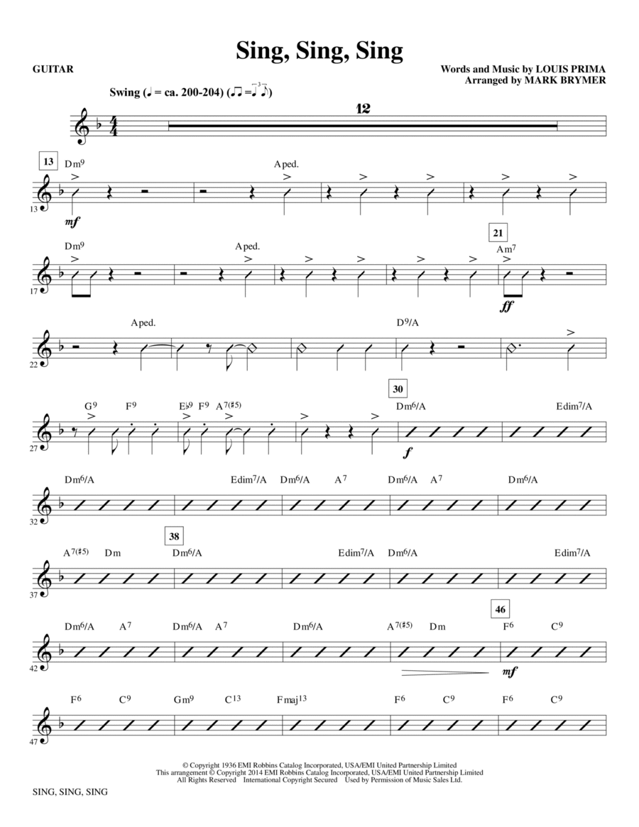 Sing, Sing, Sing - Guitar Choir scores gallery preview page 1