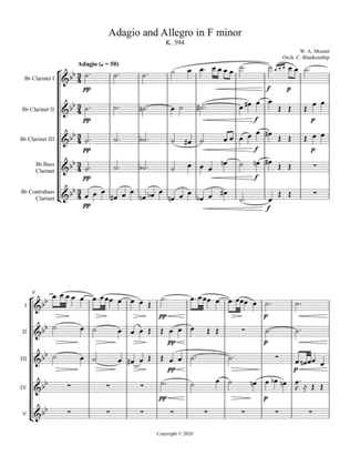 Book cover for Adagio and Allegro in F minor, K. 594