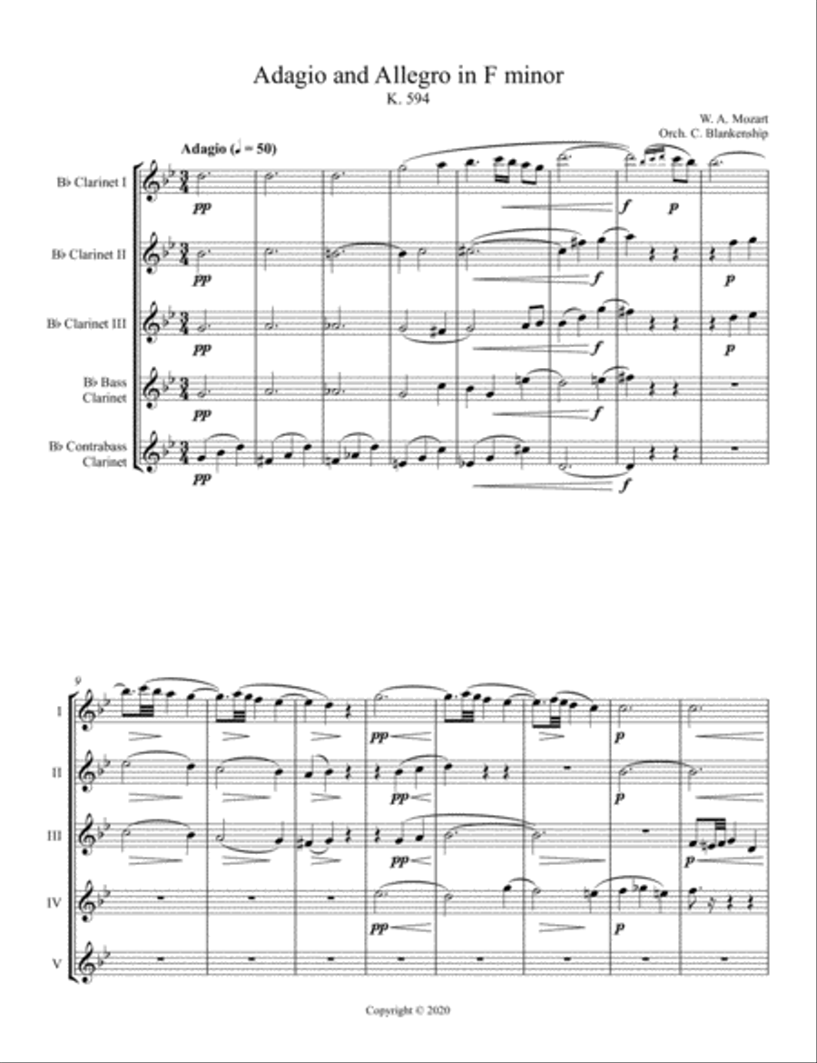 Adagio and Allegro in F minor, K. 594