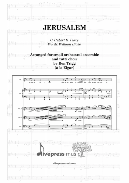 Jerusalem, for small orchestral ensemble and tutti choir (à la Elgar) – Score and parts image number null