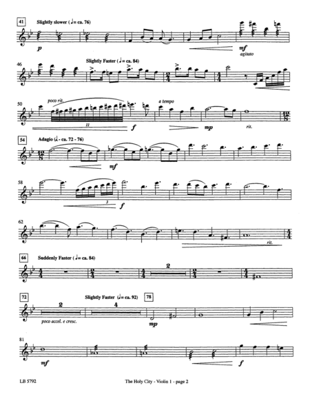 The Holy City (arr. Mark Hayes) - Violin 1