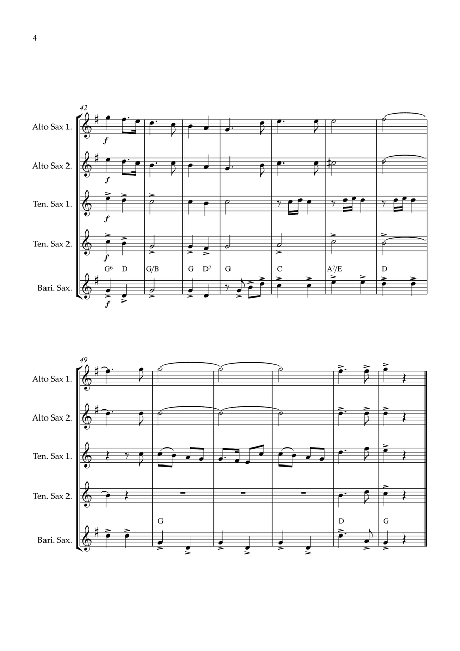 Joy To The World Sax quintet intermediate Saxophone Quintet scores gallery preview page 4