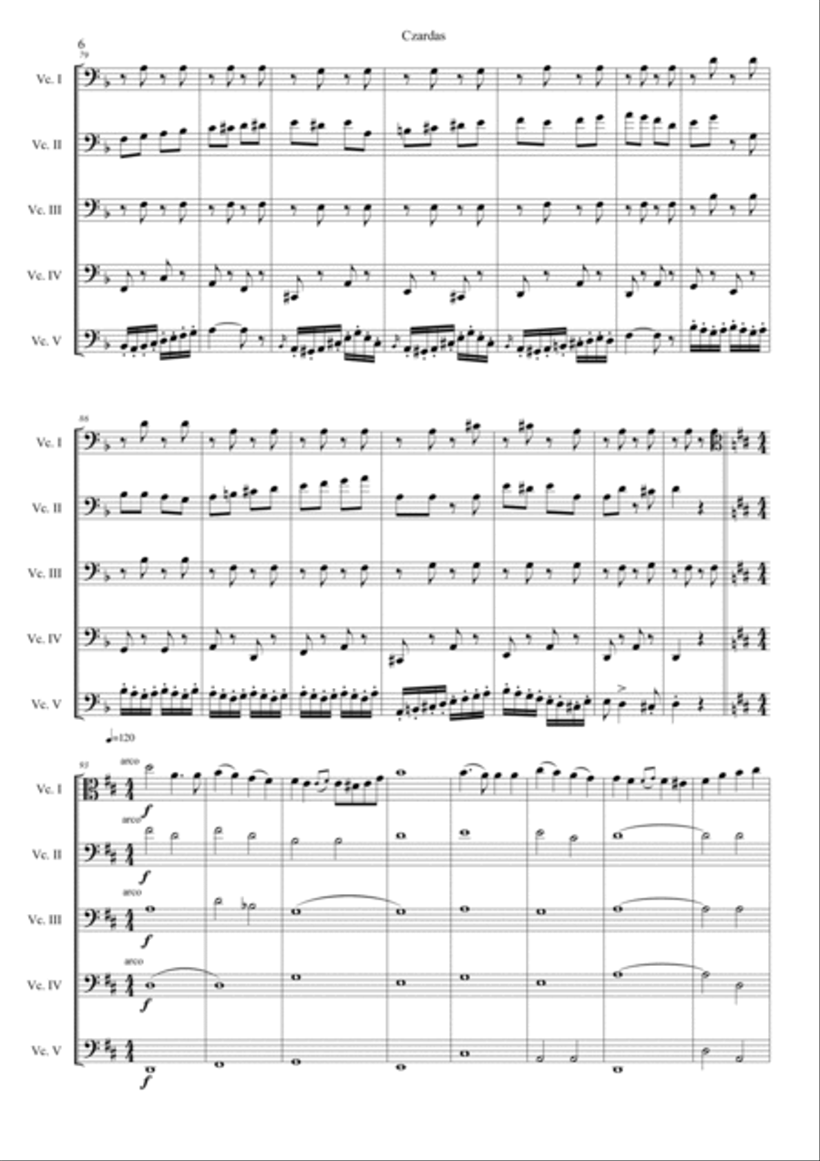Czardas Hard Version Cello scores gallery preview page 6