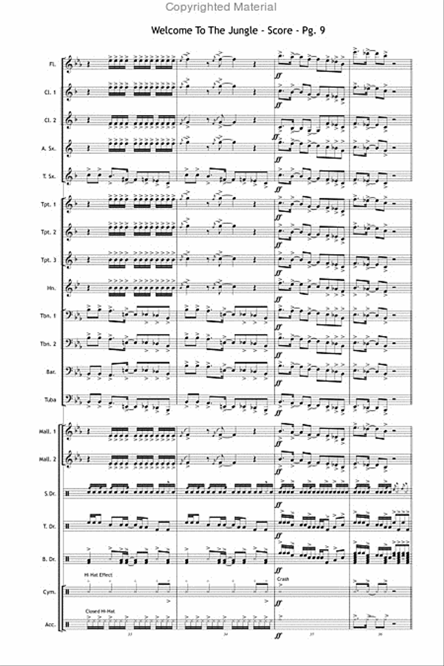 Welcome to the Jungle Welcome to the Jungle Marching Band scores gallery preview page 10