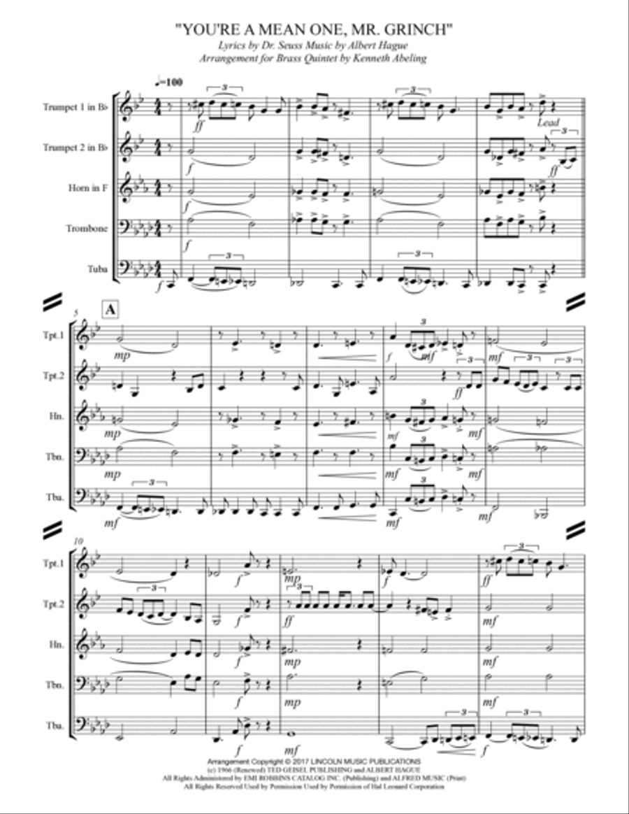 You're A Mean One, Mr. Grinch Horn scores gallery preview page 2