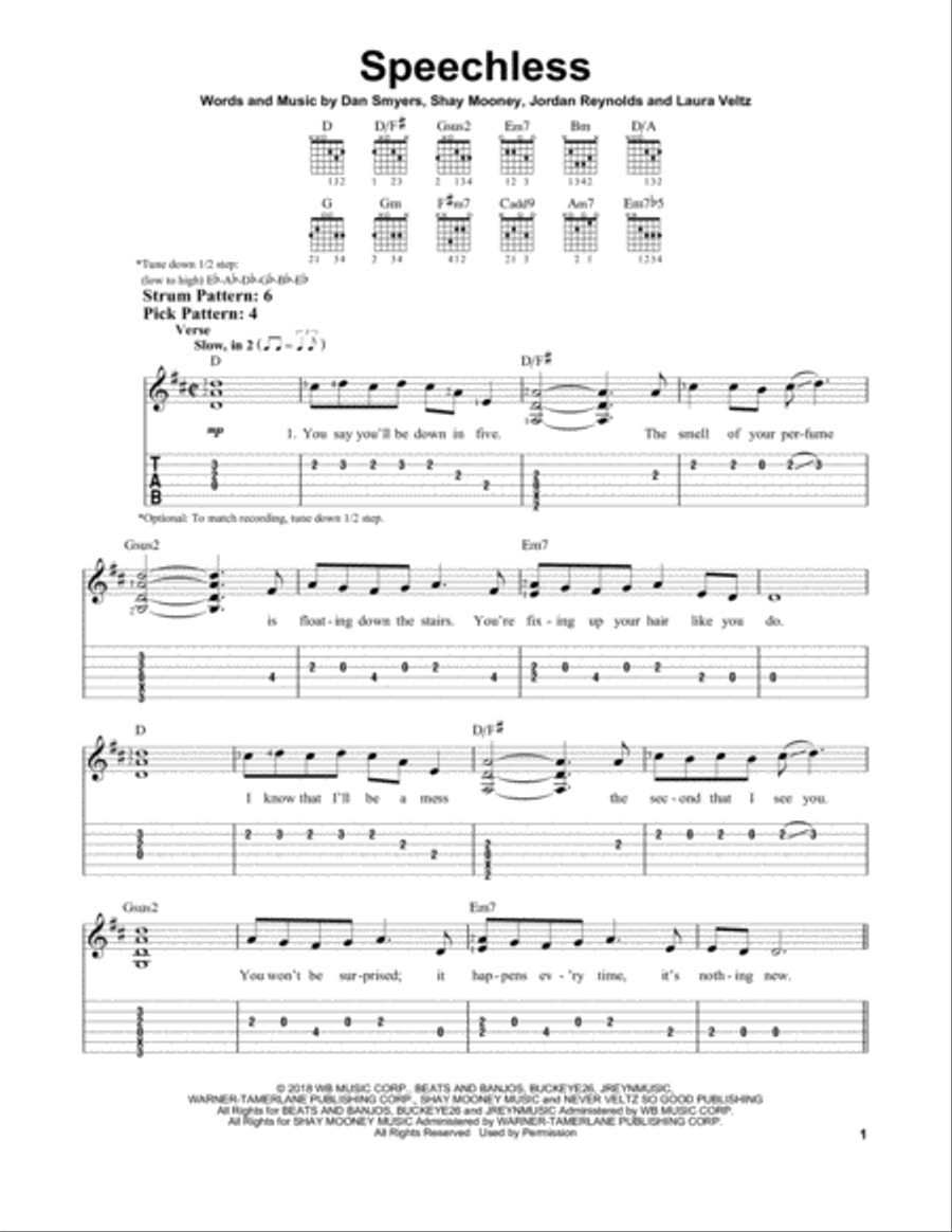Speechless Acoustic Guitar scores gallery preview page 1