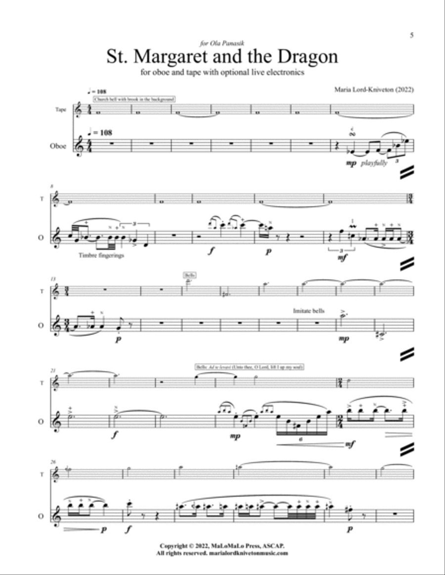 St. Margaret and the Dragon Oboe Solo scores gallery preview page 5