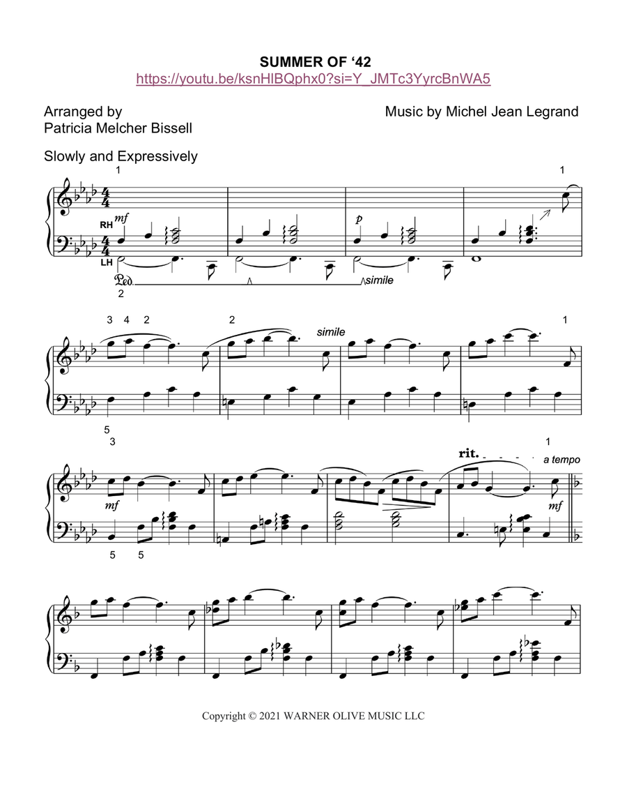 Summer Of 42 Piano Method scores gallery preview page 2