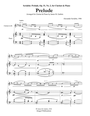 Scriabin: Prelude, Op. 51, No. 2 for Clarinet & Piano
