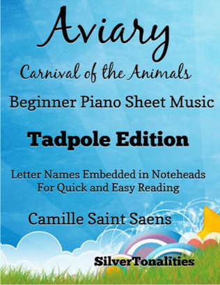 Book cover for Aviary Birds Carnival of the Animals Beginner Piano Sheet Music 2nd Edition