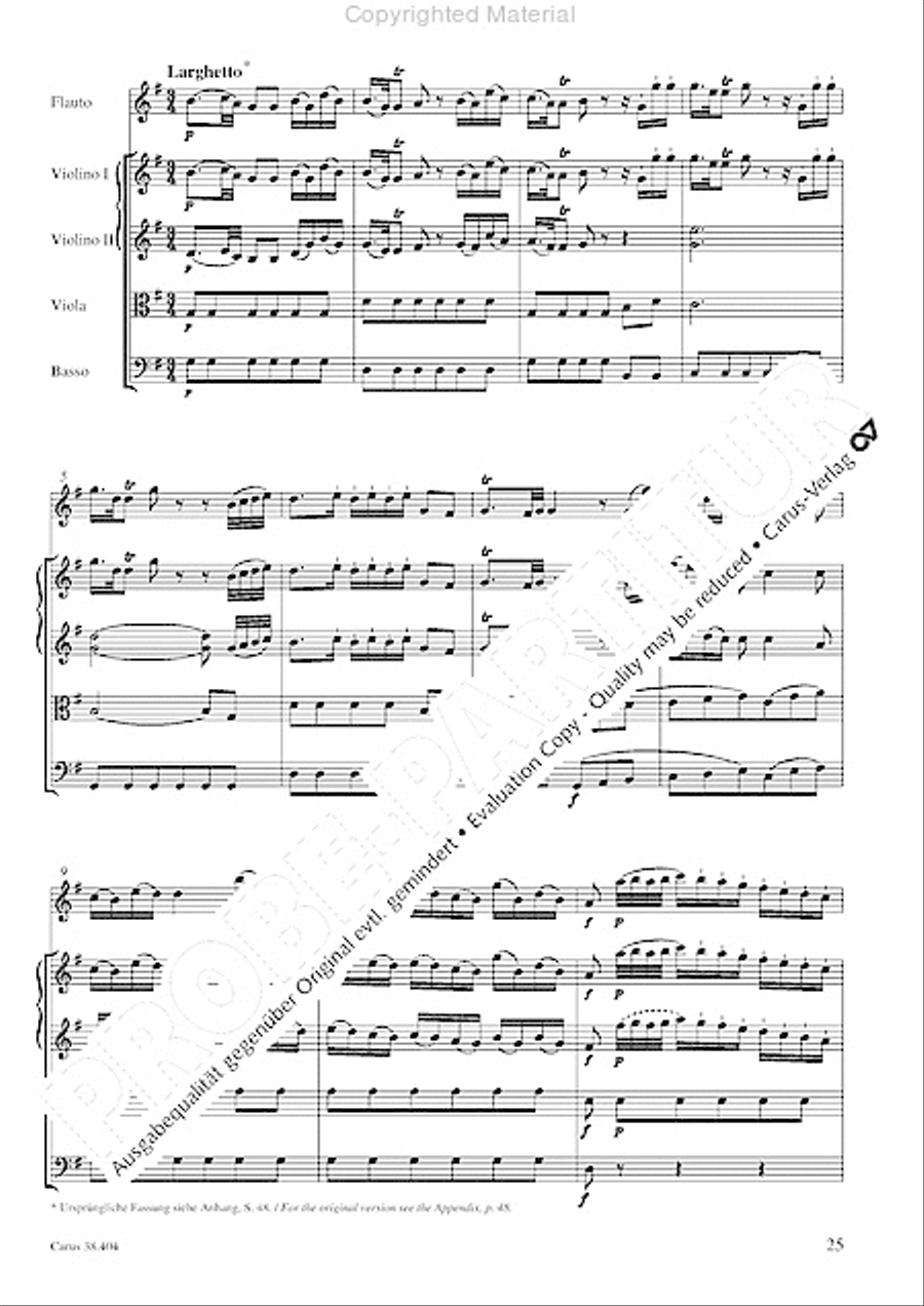 Concerto for Flute in D major (Concerto per il Flauto traverso in D / Flotenkonzert in D) Flute Solo scores gallery preview page 27