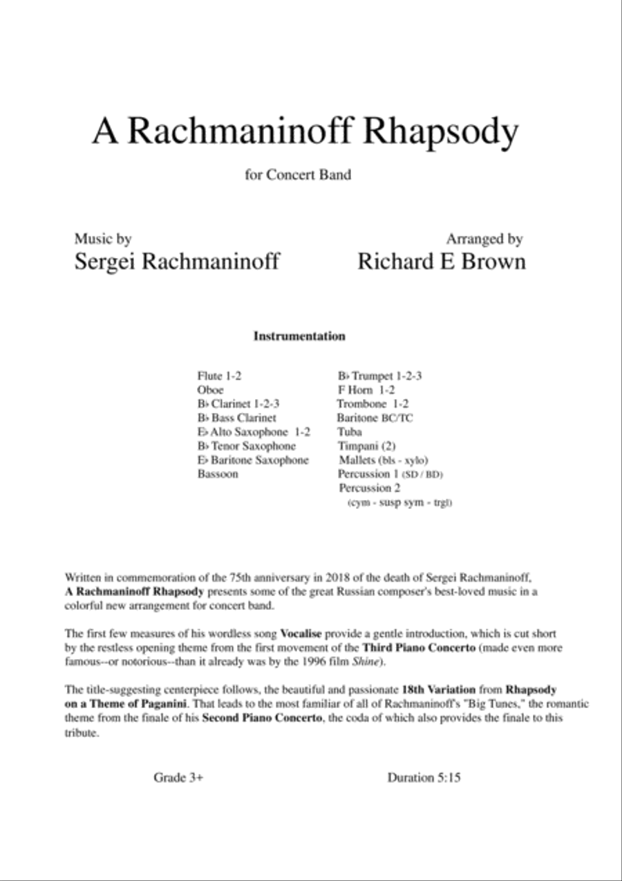 A Rachmaninoff Rhapsody Concert Band scores gallery preview page 2