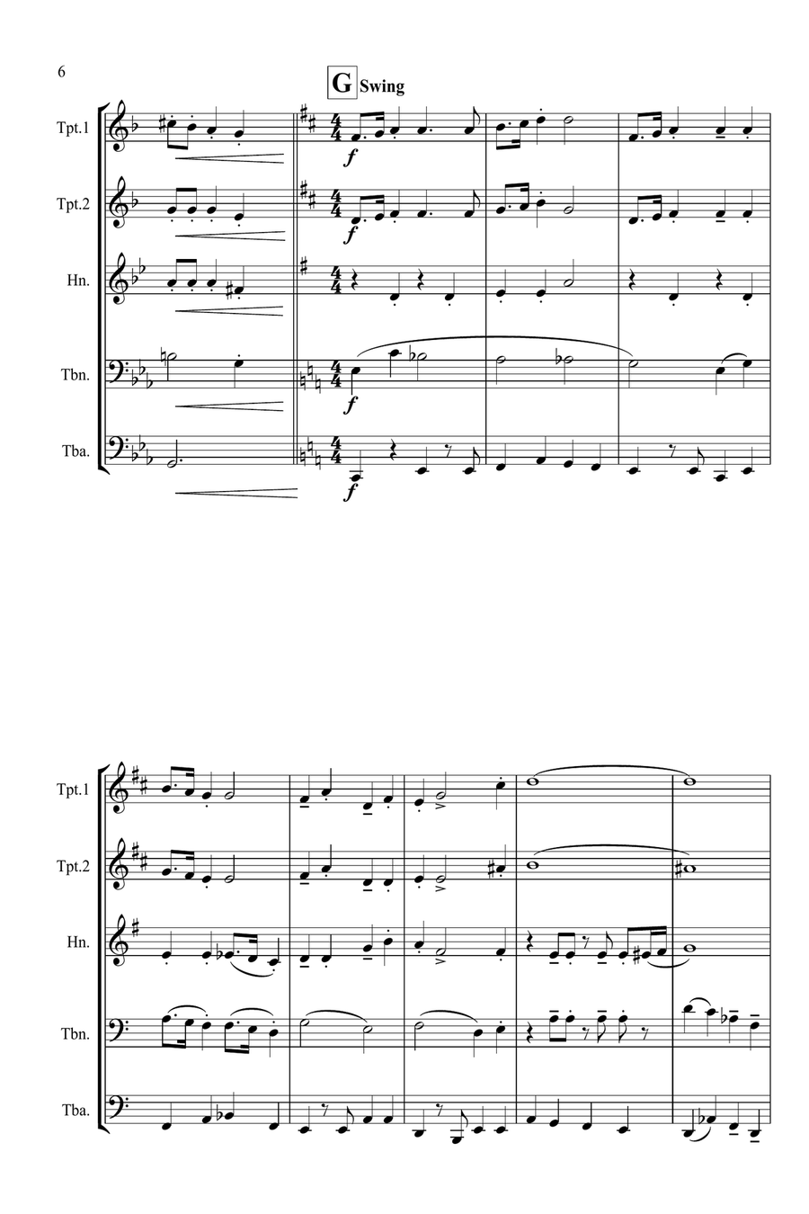 Santa Claus is coming to town Brass Ensemble scores gallery preview page 6