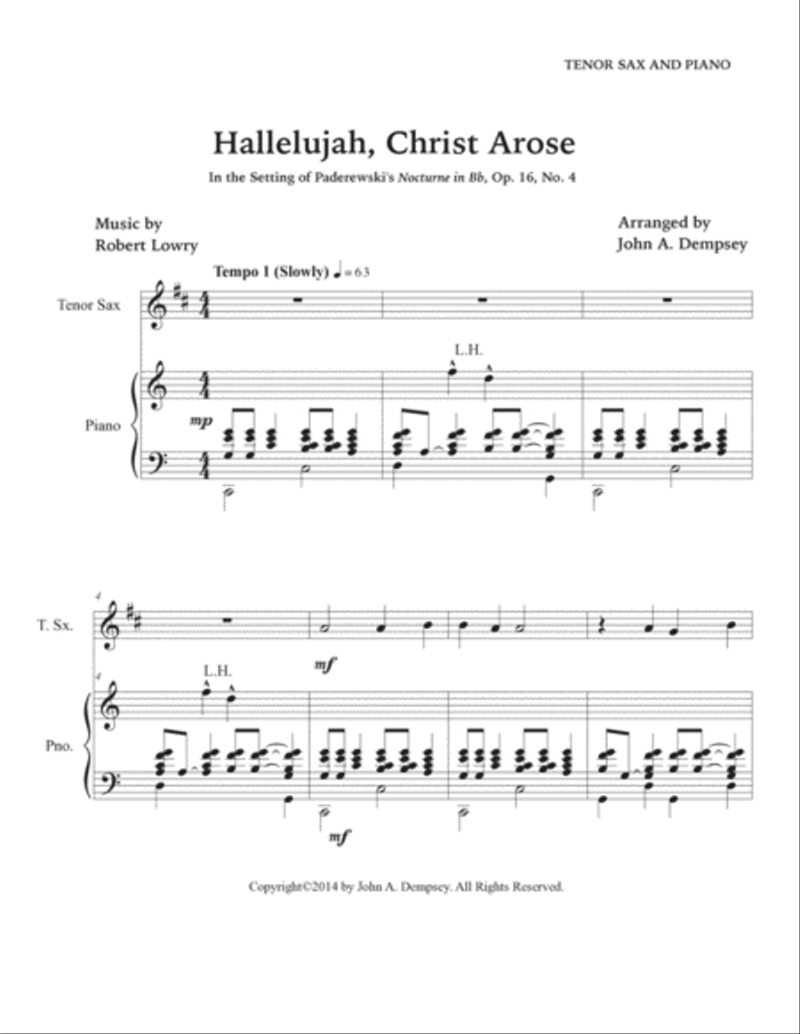 He Arose (Tenor Sax and Piano) Tenor Saxophone scores gallery preview page 5