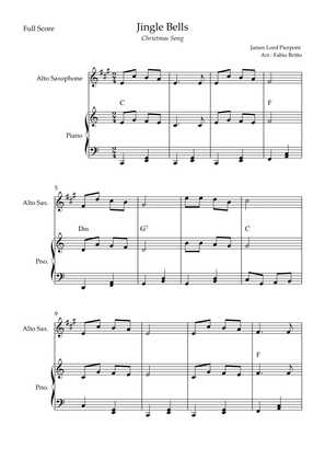 Jingle Bells (Christmas Song) for Alto Saxophone Solo and Piano Accompaniment with Chords