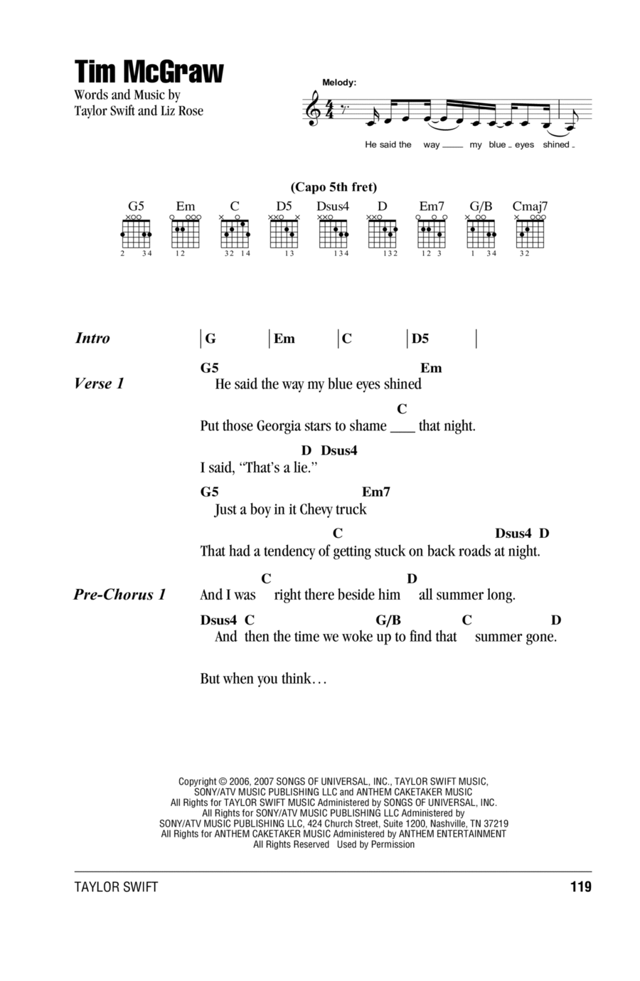 Tim McGraw Acoustic Guitar scores gallery preview page 1