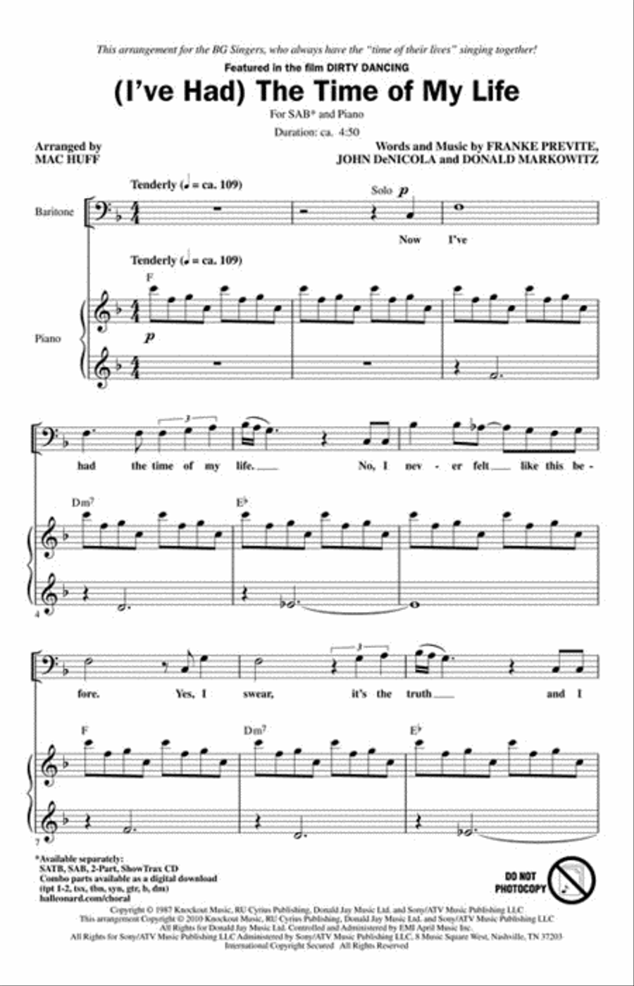 (I've Had) The Time of My Life (from Dirty Dancing) 3-Part scores gallery preview page 2