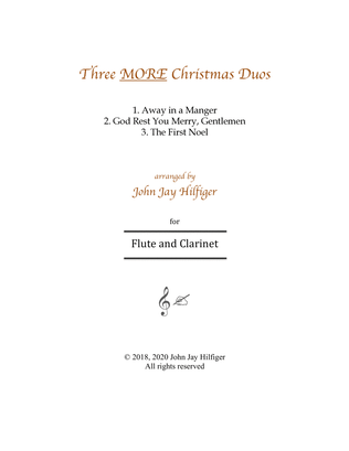 Book cover for Three MORE Christmas Duos for Flute and Clarinet