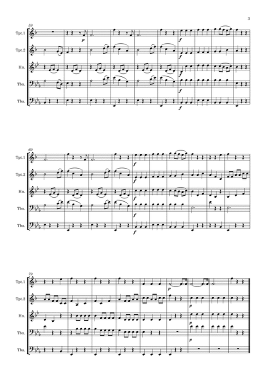 Mozart: 3 Deutsche Tänze K605 No.3 in C Die Schlittenfahrt ( Sleigh Ride) - brass quintet image number null