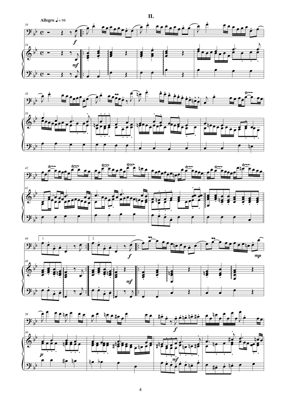 Vivaldi - Cello Sonata No.6 in B flat Op.14 RV 46 for Cello and Cembalo (or Piano) String Duet scores gallery preview page 4