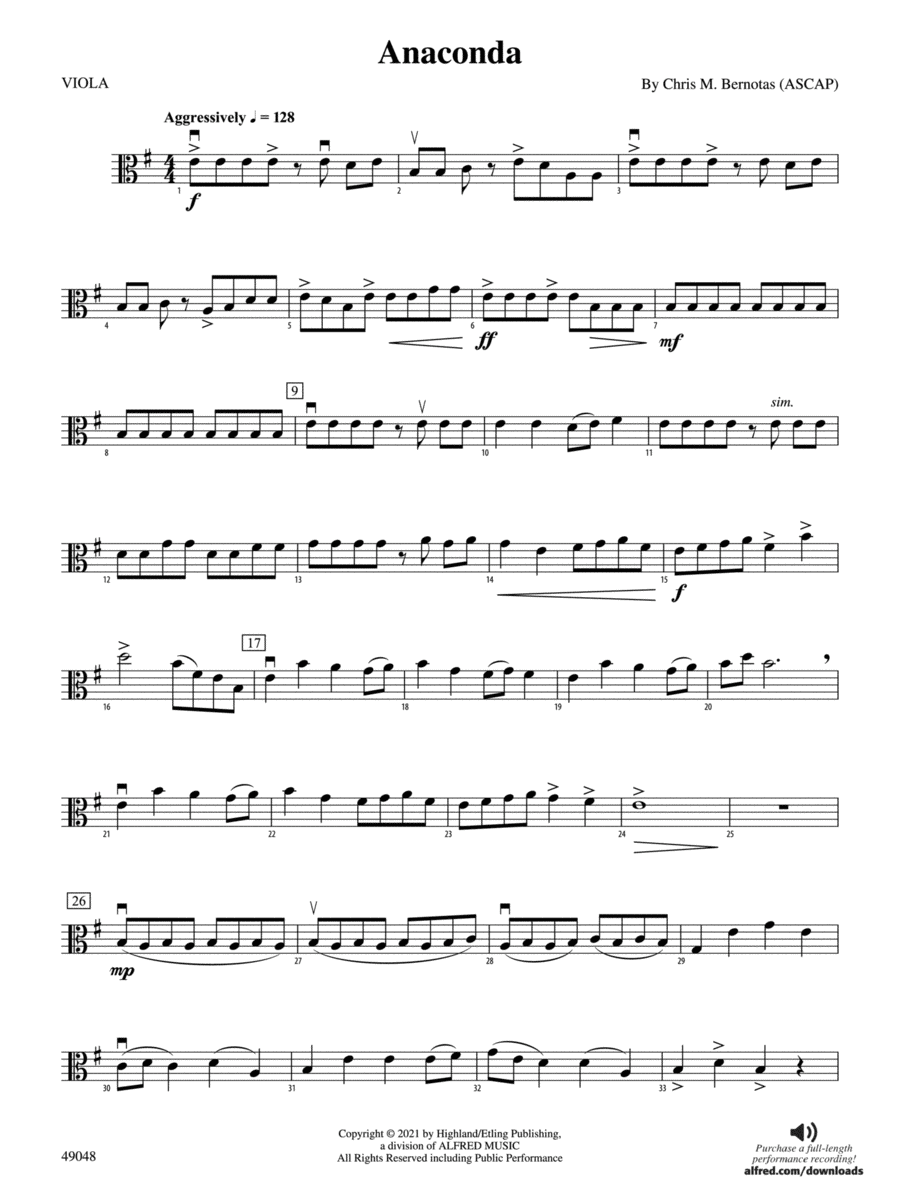 Anaconda: Viola String Orchestra scores gallery preview page 1