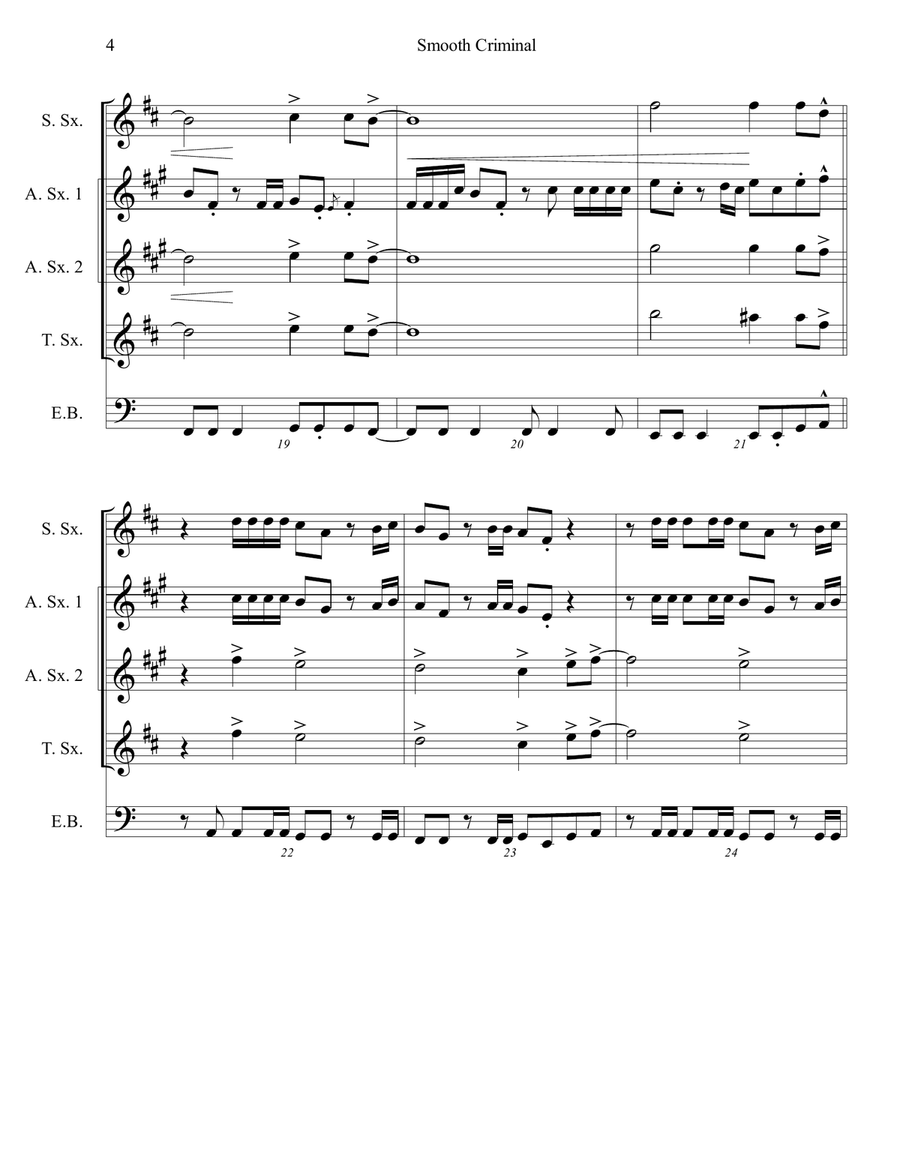 Bad Man (Smooth Criminal) Woodwind Ensemble scores gallery preview page 5
