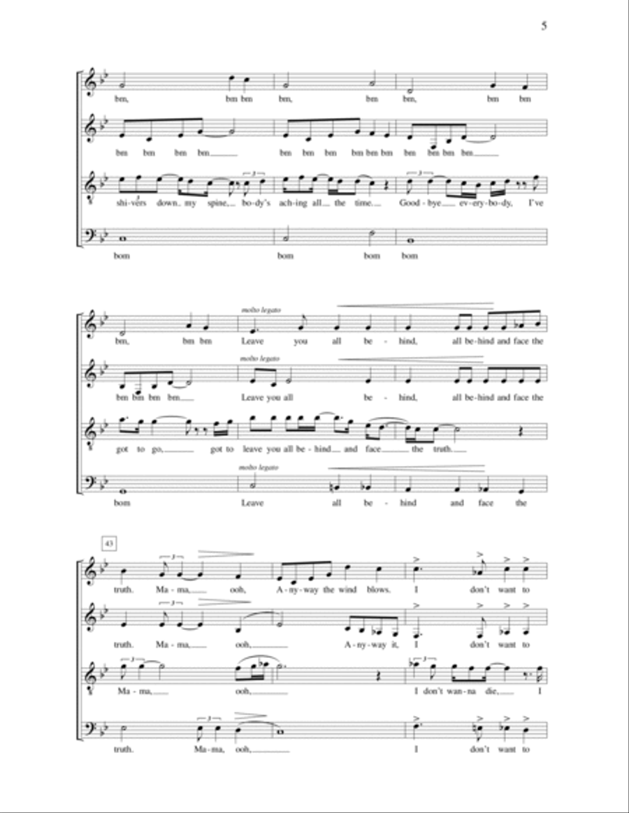 Bohemian Rhapsody (arr. Deke Sharon) 4-Part scores gallery preview page 5