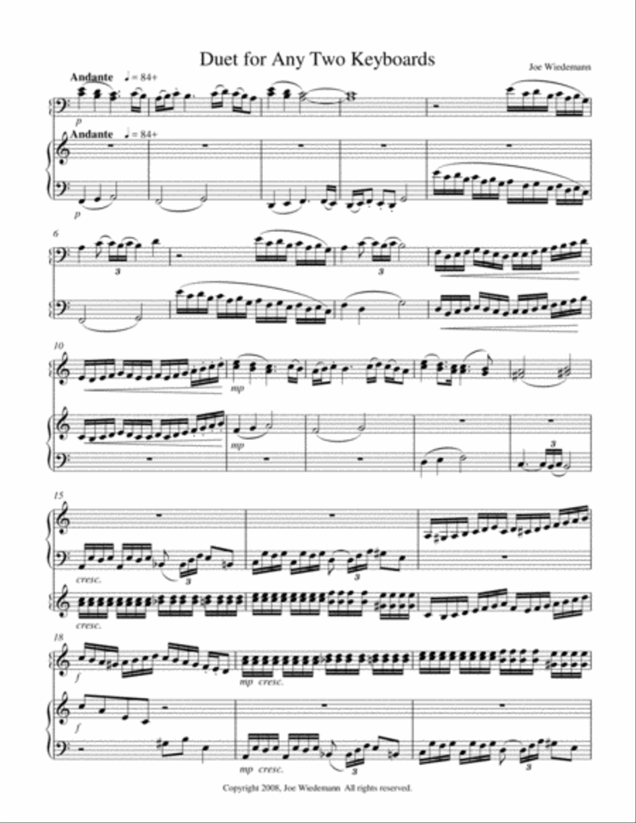 Duet for any Two Keyboards Piano scores gallery preview page 1