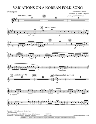 Variations on A Korean Folk Song - 3rd Bb Trumpet