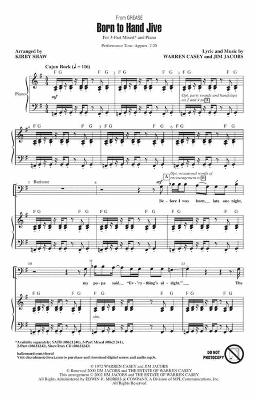Born to Hand Jive (from Grease) 3-Part scores gallery preview page 4