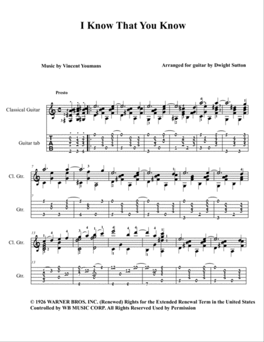 I Know That You Know Electric Guitar scores gallery preview page 1