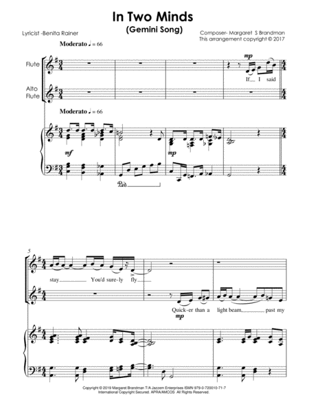 In Two Minds _ Flute, Alto flute and piano arrangement image number null