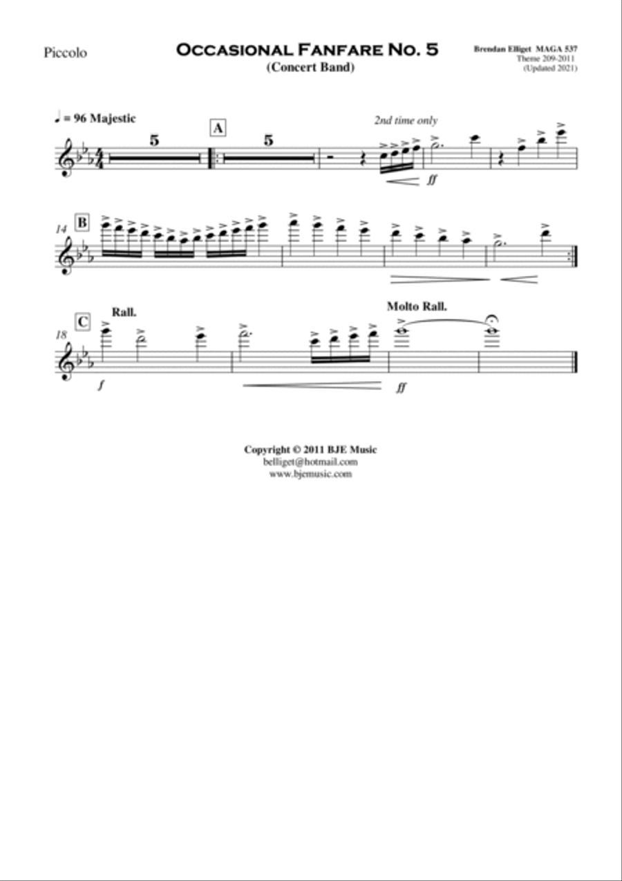 Occasional Fanfare No. 5 - Concert Band Score and Parts PDF Concert Band scores gallery preview page 5