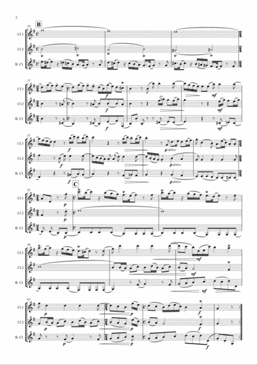 Gallo: Trio Sonata No.1 in G Mvt.I (Pulcinella Suite Mvt.1 Sinfonia) - clarinet trio Clarinet Trio scores gallery preview page 2
