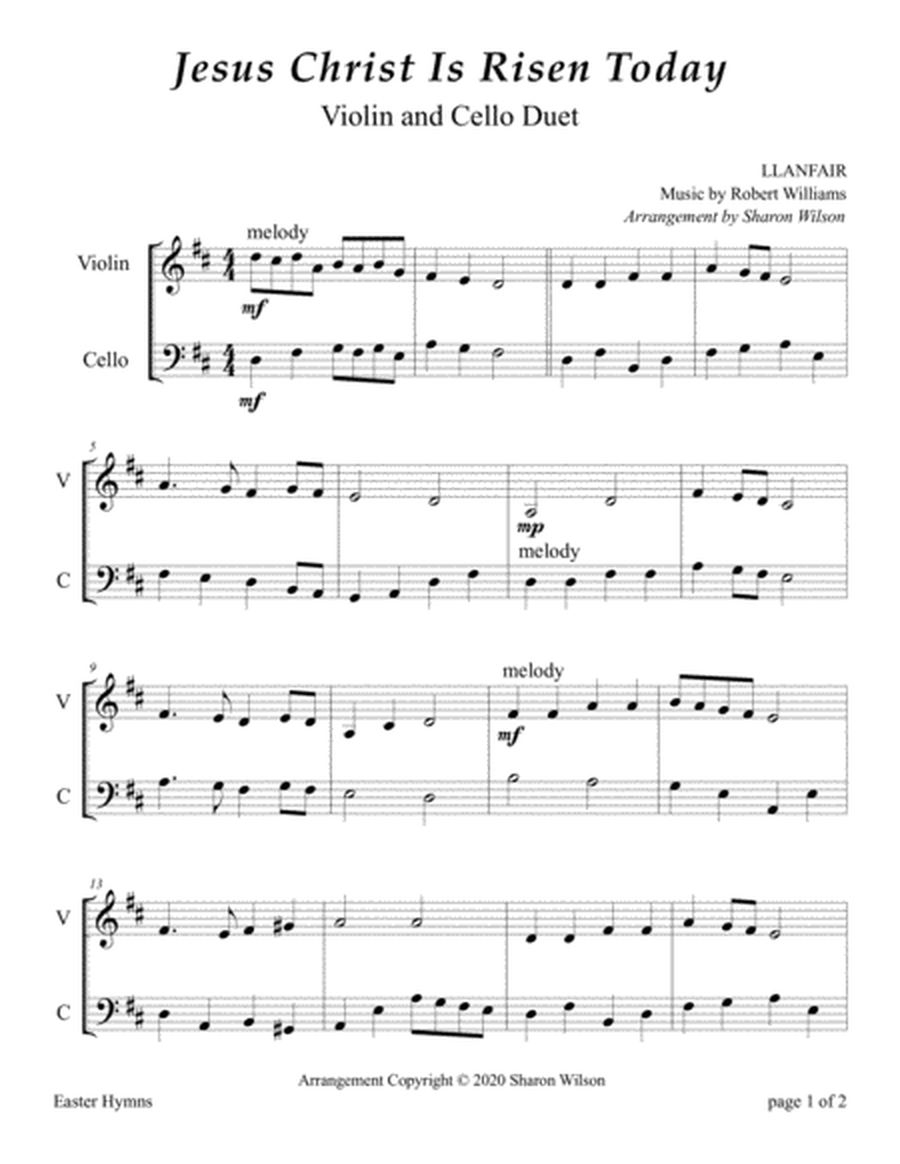 Jesus Christ Is Risen Today (for String Duet – Violin and Cello) image number null