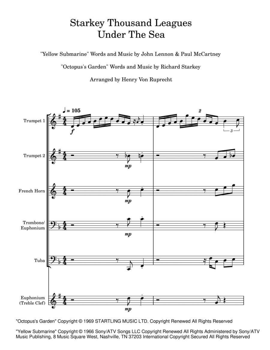 Octopus's Garden Baritone Horn TC scores gallery preview page 1