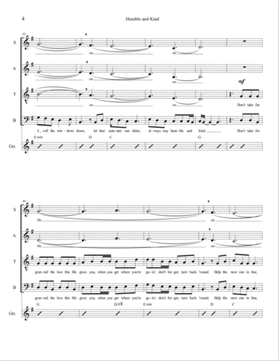 Humble And Kind 4-Part scores gallery preview page 4