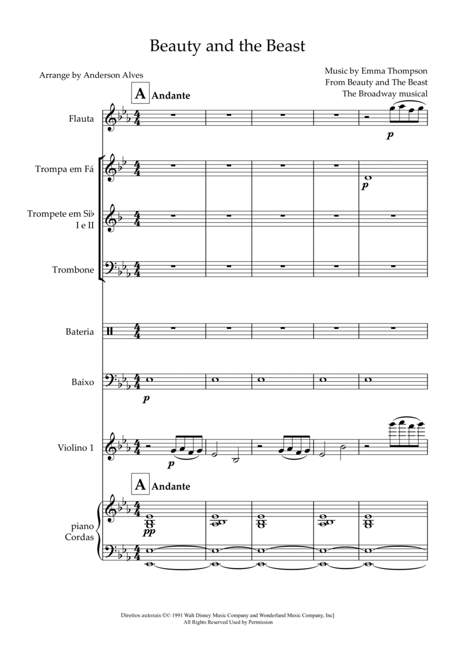 Beauty And The Beast Beauty And The Beast Chamber Orchestra scores gallery preview page 1