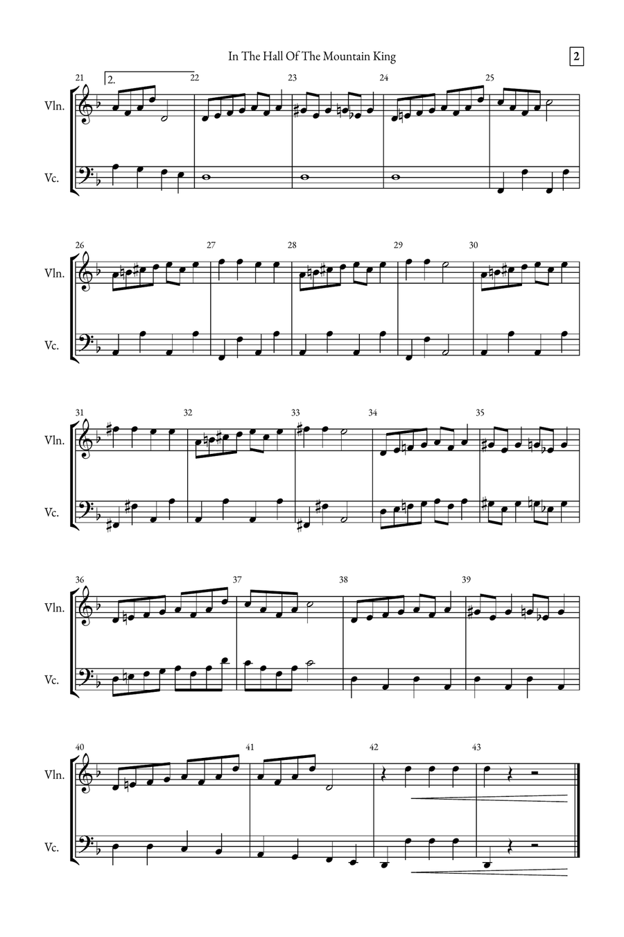 In The Hall of the Mountain King String Duet scores gallery preview page 2