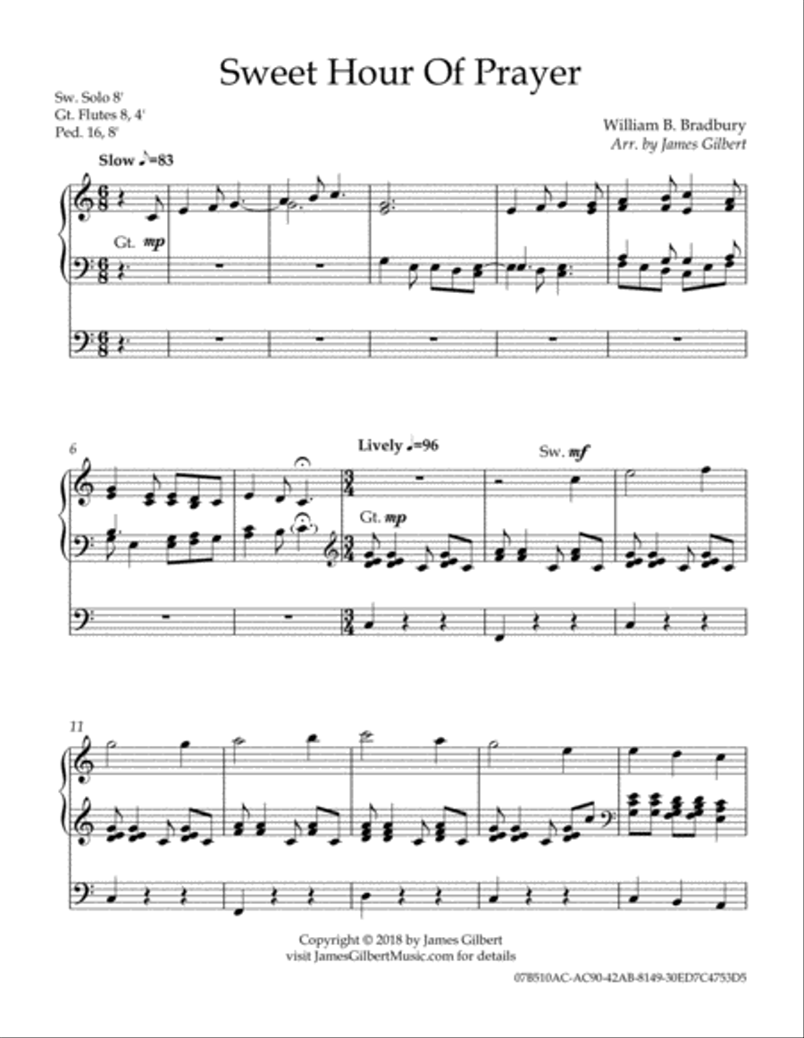 Sweet Hour Of Prayer Sweet Hour Of Prayer Organ Solo scores gallery preview page 2