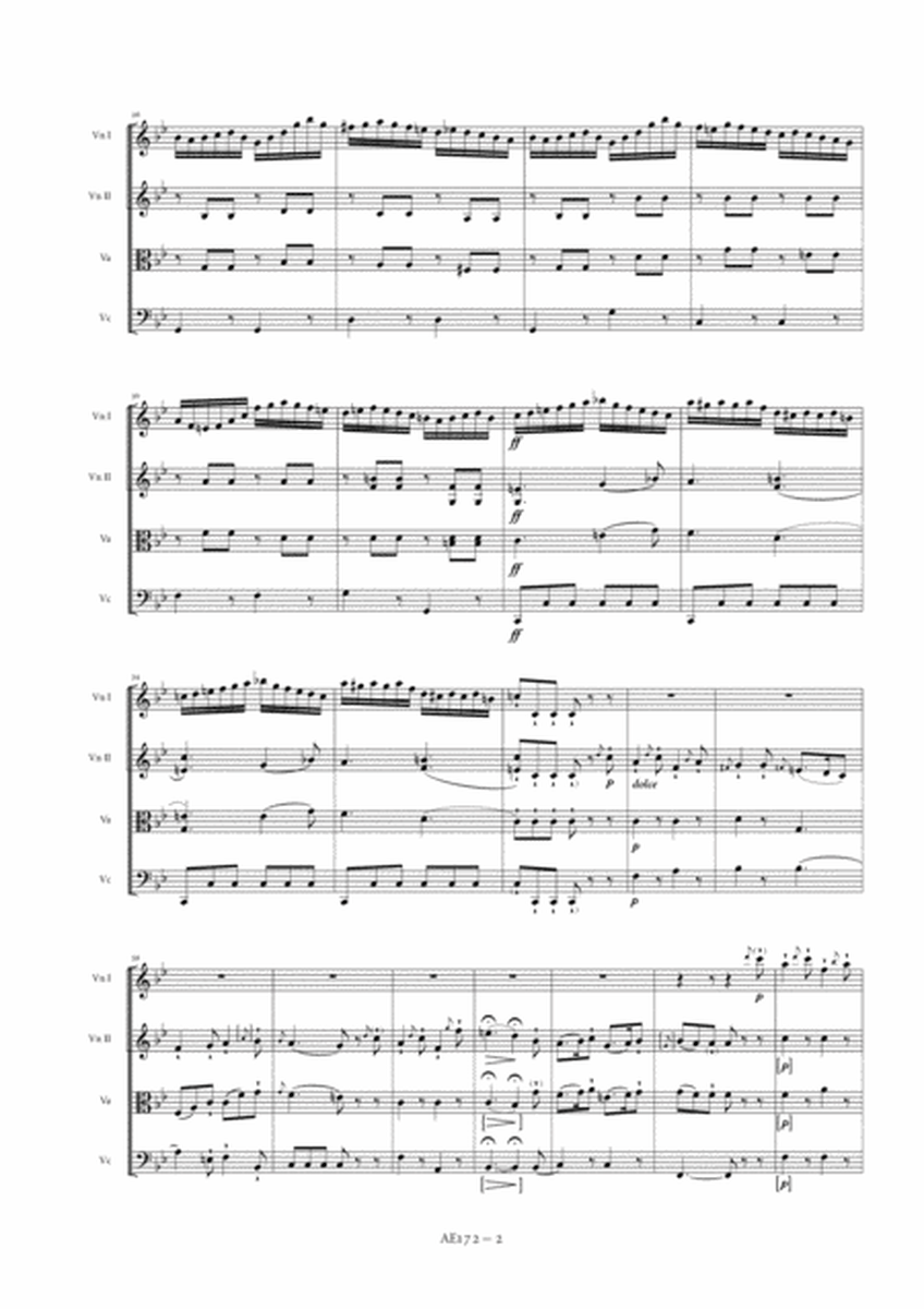String Quartet in B flat major, Op. 14, No. 2 - Score Only