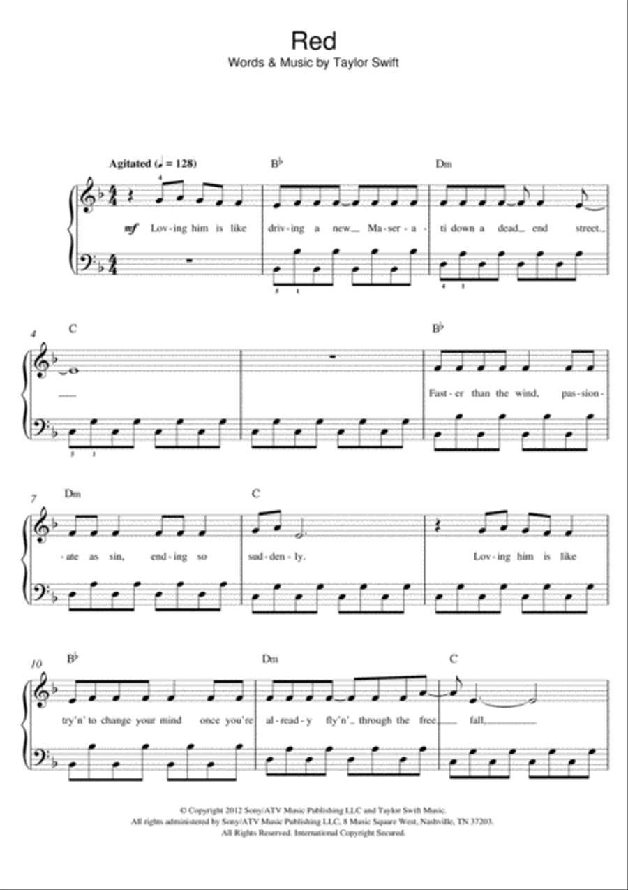 Red Red Easy Piano scores gallery preview page 1