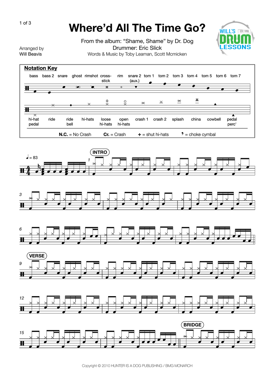 Where'd All The Time Go? Drum Set scores gallery preview page 1