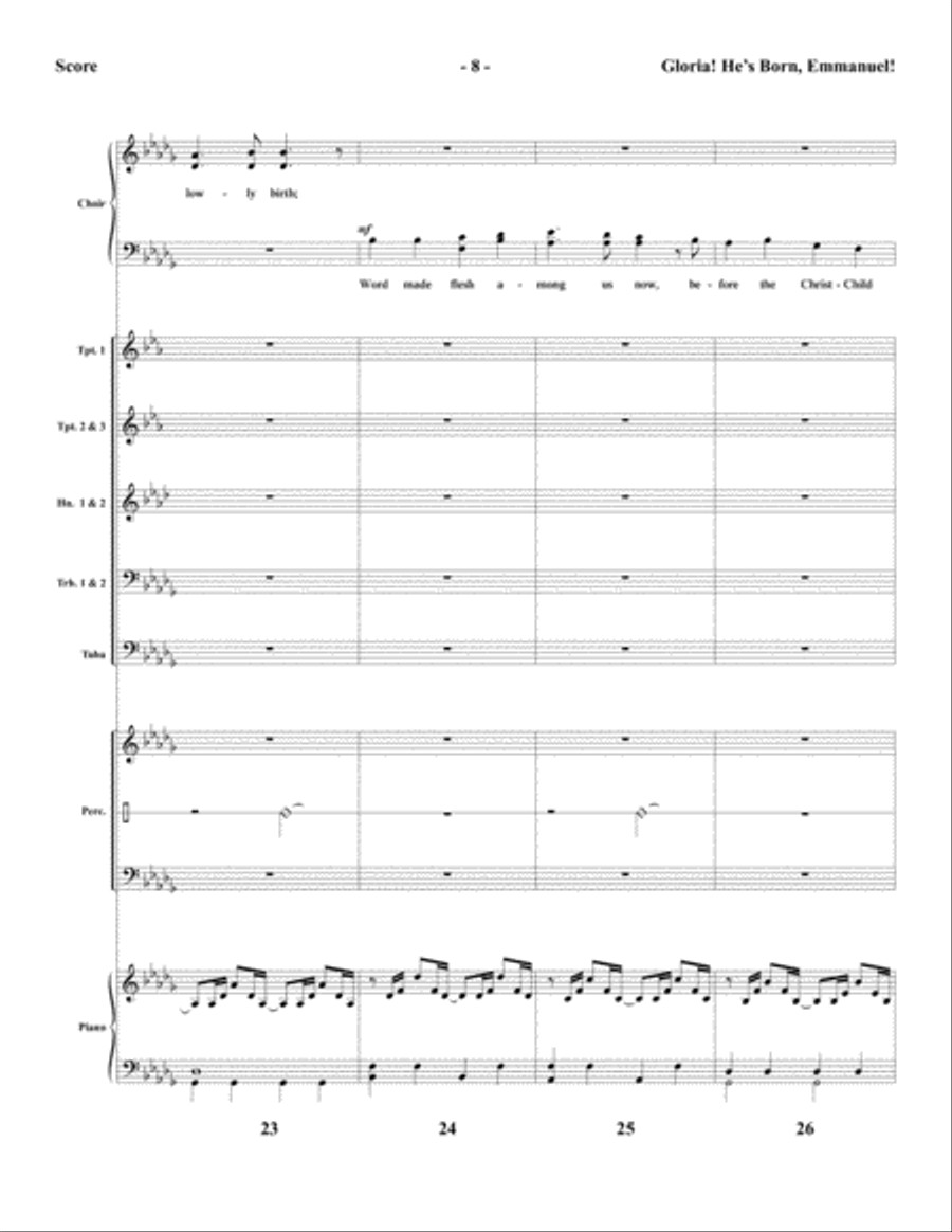 Gloria! He’s Born, Emmanuel! - Brass and Percussion Score and Parts Choir scores gallery preview page 10