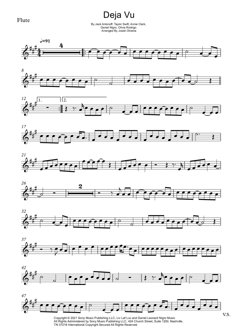 Deja Vu Flute Solo scores gallery preview page 1