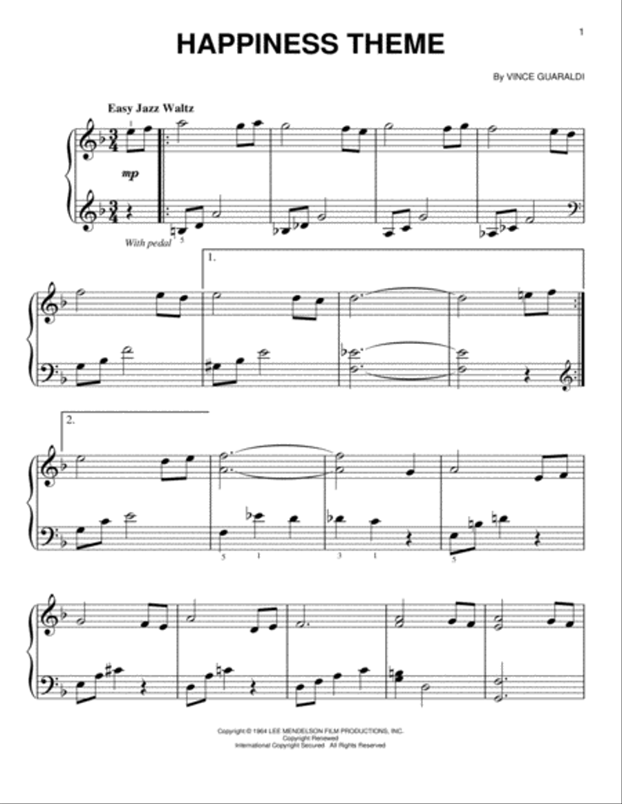 Happiness Theme Happiness Theme Easy Piano scores gallery preview page 1