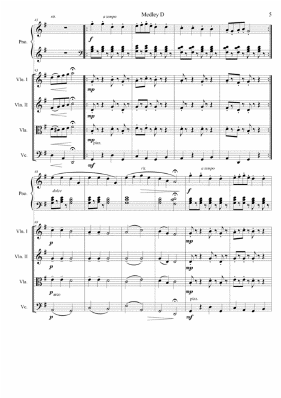 Eugeni Sokhatskyy.Medley D.Conjunt de 3 peses infantil per a piano amb acompanyament d'orquestra de Chamber Orchestra scores gallery preview page 5