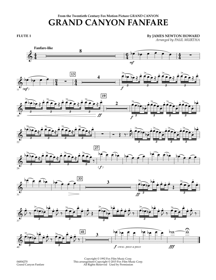 Grand Canyon Fanfare - Flute 1 Flute scores gallery preview page 1